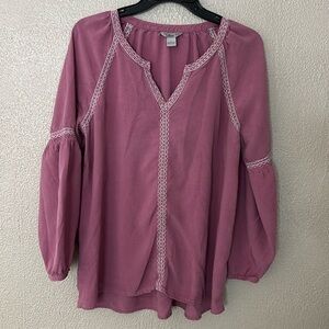 Women’s Bass Peasant Top, Pink, Size Large